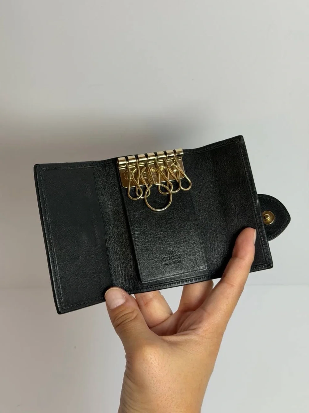 Gucci Heart Logo Monogram Canvas/Leather Key Holder Case